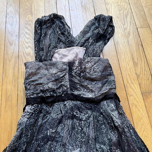 Tracy Reese Size 8 NEW Black & Beige Criss Cross Draped Frock Spliced Lace Dress - Picture 13 of 14